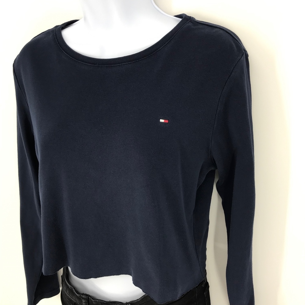 Tommy Hilfiger Long Sleeve Blue Crop Top